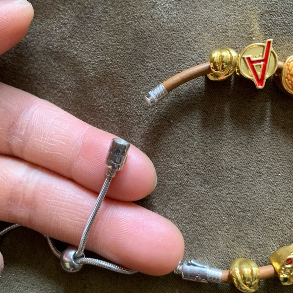 Pandora Tan Leather Slide Bracelet w/ Doctor Strange Theme Charms One Size EUC - Picture 13 of 13